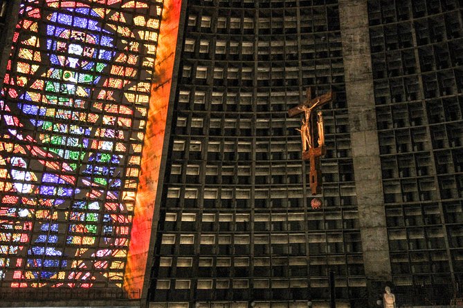 Rio Downtown Tour with Selaron Metropolitan Cathedral and more - Metropolitan Cathedral of Saint Sebastian: Mayan-Inspired Shape and Tall Stained Glass