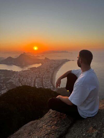Sunrise at Morro Dois Irmãos + Vidigal Favela Experience - Christ the Redeemer and Sugarloaf in morning silhouette